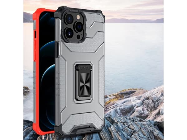 Hurtel Crystal Ring Case pansret hybriddeksel + magnetisk holder iPhone 12 Pro svart