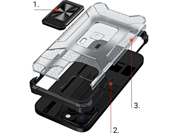 Hurtel Crystal Ring Case pansret hybriddeksel + magnetisk holder iPhone 12 Pro svart