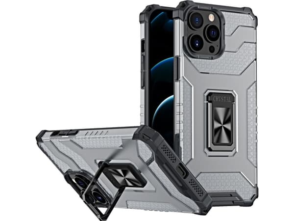 Hurtel Crystal Ring Case pansret hybriddeksel + magnetisk holder iPhone 12 Pro svart