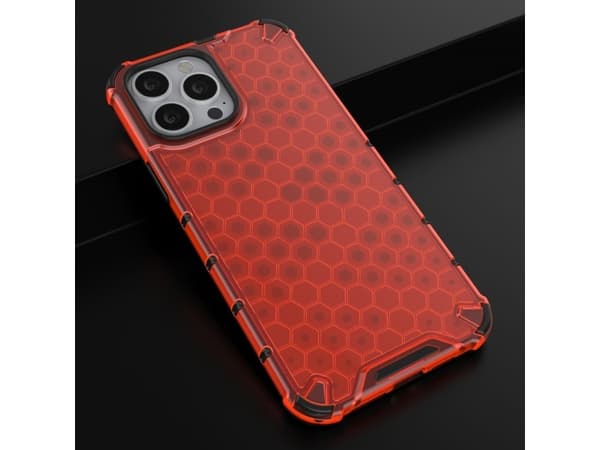 Hurtel Honeycomb pansret deksel med gelramme for iPhone 13 Pro Max rød