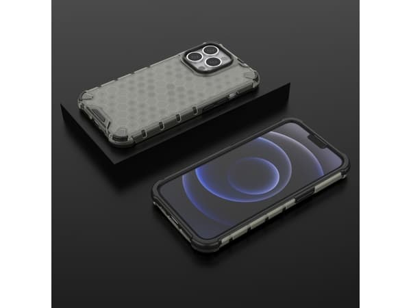 Hurtel Honeycomb pansret deksel med gelramme iPhone 13 Pro svart