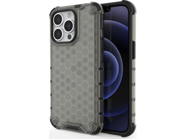 Hurtel Honeycomb pansret deksel med gelramme iPhone 13 Pro svart