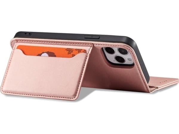 Hurtel Magnet Card Case-deksel til iPhone 12 Pro, deksel, kortlommebok, kortstativ, rosa