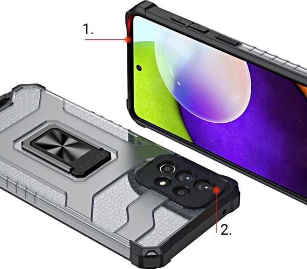 Hurtel Crystal Ring Case pansret hybriddeksel + magnetisk holder Samsung Galaxy A72 4G grønn