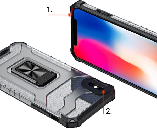 Hurtel Crystal Ring Case pansret hybriddeksel + magnetisk holder iPhone XS Max rød