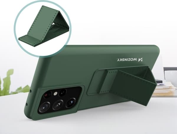 Wozinsky Wozinsky Kickstand-veske Fleksibelt silikondeksel med stativ til Samsung Galaxy S21 Ultra 5G Rosa