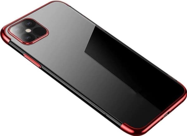 Hurtel Clear Color veske gel cover veske med metallramme for Samsung Galaxy A22 4G rød