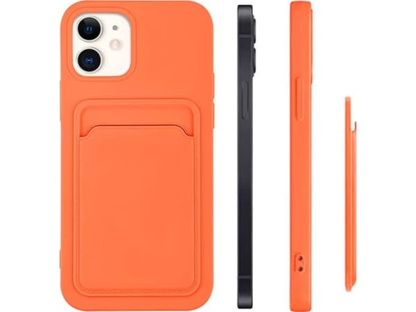 Hurtel Card Case silikon lommebokveske med dokumentkortlomme for iPhone 12 Pro Max oransje