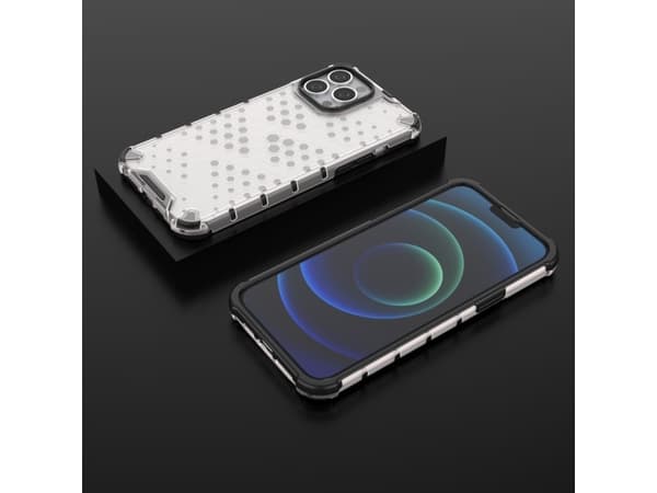 Hurtel Honeycomb panssaroitu kotelo geelikehyksellä iPhone 13 Pro Max läpinäkyvästi