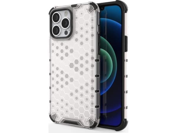 Hurtel Honeycomb panssaroitu kotelo geelikehyksellä iPhone 13 Pro Max läpinäkyvästi