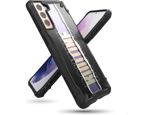Ringke Ringke Fusion X Design pansret deksel med ramme for Samsung Galaxy S21+ 5G (S21 Plus 5G) svart (Rutine) (XDSG0054)