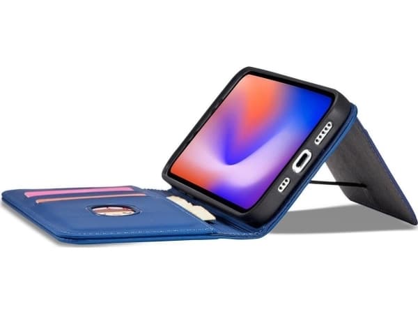 Hurtel Magnet Card Case-deksel til iPhone 12 Pro, deksel, lommebok for kort, kortstativ, blå