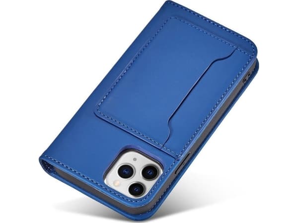 Hurtel Magnet Card Case-deksel til iPhone 12 Pro, deksel, lommebok for kort, kortstativ, blå