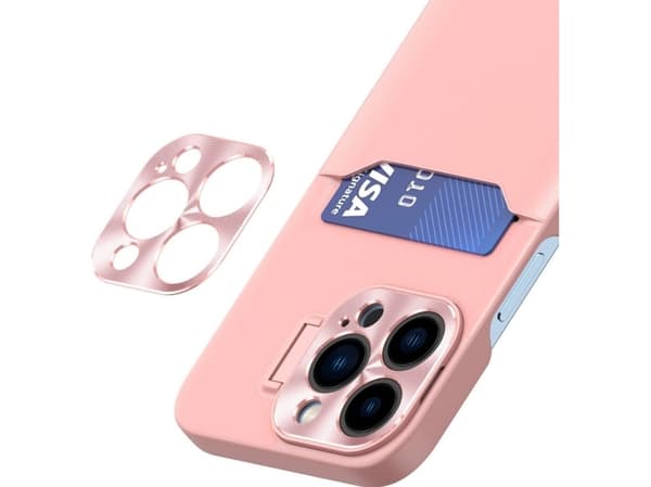 Hurtel Nahka Stand Case Samsung Galaxy S23 Ultra kortti lompakko tapauksessa jalusta vaaleanpunainen