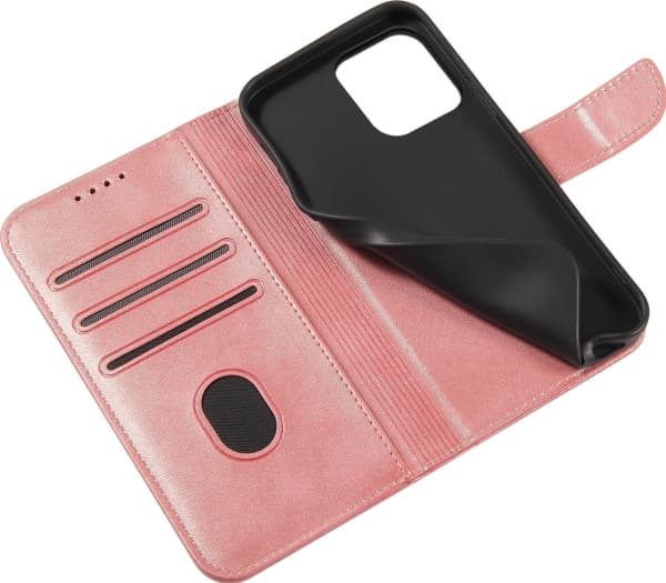 Hurtel Magnet Case elegant deksel med klaff og stativfunksjon for iPhone 13 Pro rosa