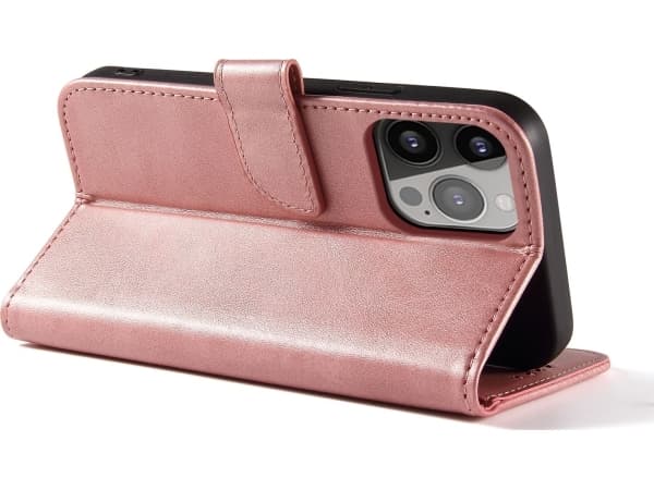 Hurtel Magnet Case elegant deksel med klaff og stativfunksjon for iPhone 13 Pro rosa