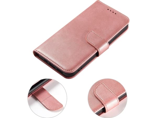Hurtel Magnet Case elegant deksel med klaff og stativfunksjon for iPhone 13 Pro rosa
