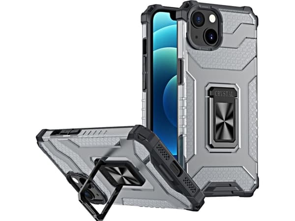 Hurtel Crystal Ring Case panssaroitu hybridi tapauksessa kansi + magneettinen haltija iPhone 12 mini musta