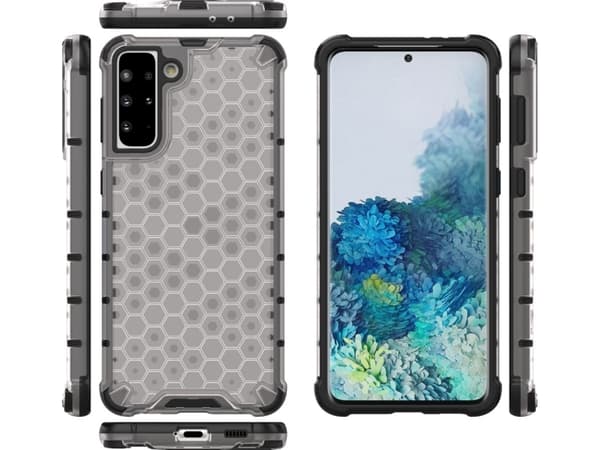 Hurtel Honeycomb panssaroitu kotelo geelikehyksellä Samsung Galaxy S21+ 5G (S21 Plus 5G) läpinäkyvä