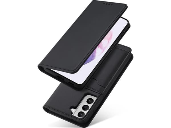 Hurtel Magnet Card Case Samsung Galaxy S22+ (S22 Plus) kortti lompakko tapauksessa kortin haltija musta