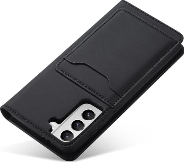 Hurtel Magnet Card Case Samsung Galaxy S22+ (S22 Plus) kortti lompakko tapauksessa kortin haltija musta