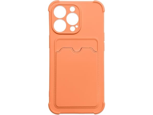 Hurtel Card Armor Case Deksel for iPhone 13 Pro Max kortlommebok Silikon Armor Air Bag Cover oransje
