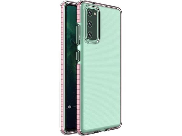 Hurtel Spring Case geelikotelo värillisellä kehyksellä Samsung Galaxy A02s EU vaaleanpunainen vaaleanpunainen