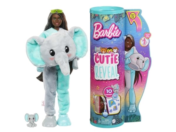 Barbie Cutie Reveal - Chelsea Doll And Accessories, Jungle Series, Elephant-themed Small Doll Set
