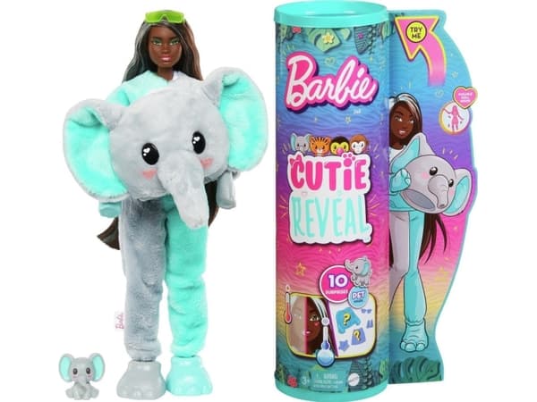 Barbie Cutie Reveal - Chelsea Doll And Accessories, Jungle Series, Elephant-themed Small Doll Set