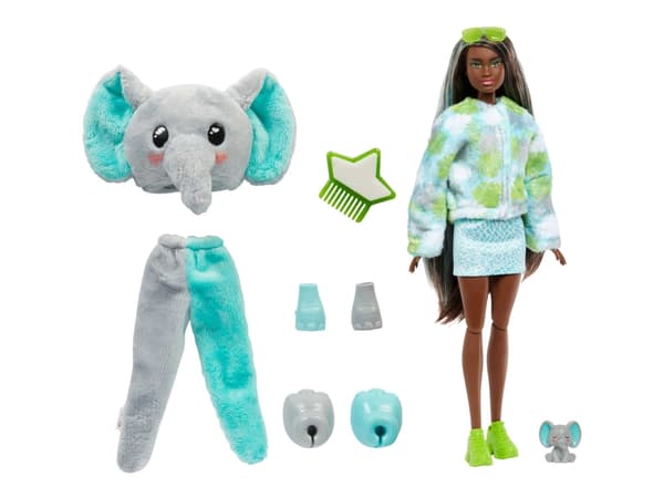Barbie Cutie Reveal - Chelsea Doll And Accessories, Jungle Series, Elephant-themed Small Doll Set
