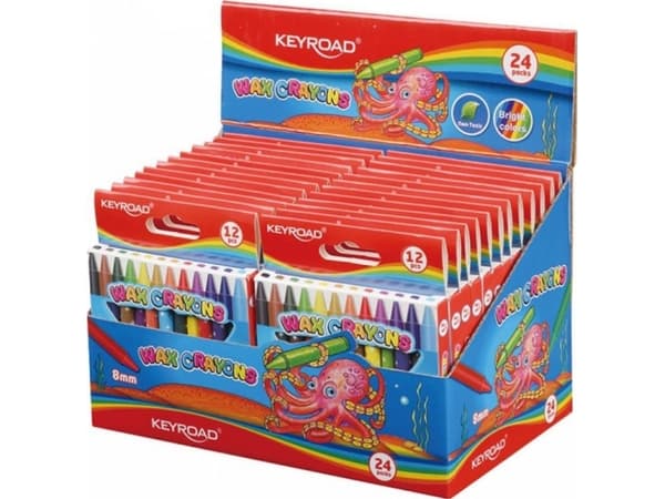 Keyroad Luminous Crayons, 12 kpl, 8Mm, Display Pack, sekoitus värejä