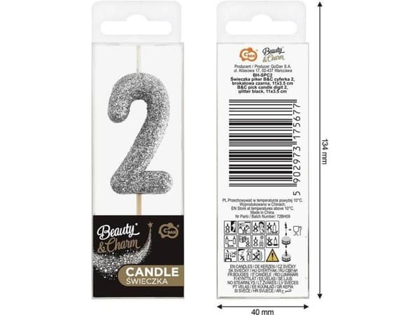 Lysplukker 2 sort glitter 11x3,5 cm