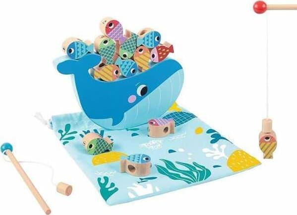 Tooky Toys TOOKY TOY Wooden Game Whale and Fish Multifunksjonell 4 i 1