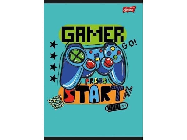 MAJEWSKI Zeszyt A5 16k linje dubbel färg laminerad GAMEPAD p15 mix pris per 1 st