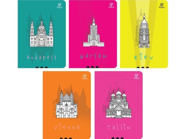 Notebook A5/64K checkered Cities (10pcs)