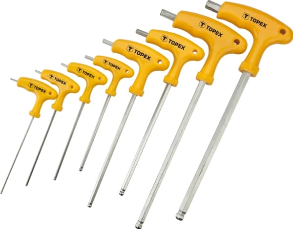 Topex hex key set, type T, 2-10mm, with ball, 8 pcs. (35D967)