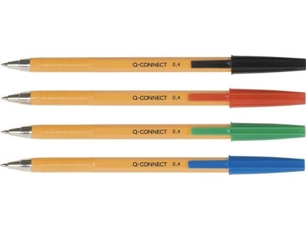 Q-Connect Q-CONNECT kulspetspenna med utbytbar 0,4 mm refill (linje), clip, svart
