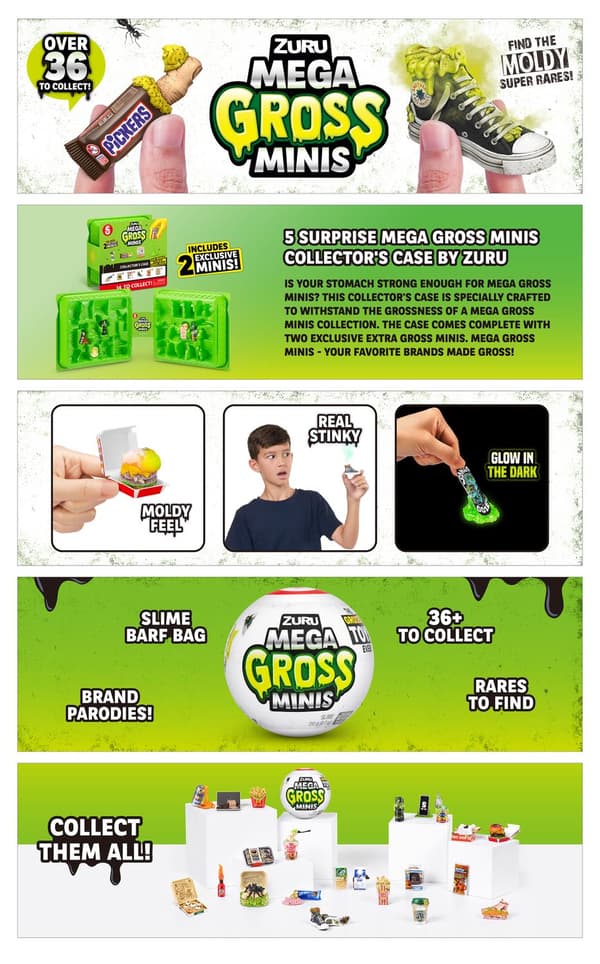 5 Surprise Zuru Mega Gross Minis Collector's Case
