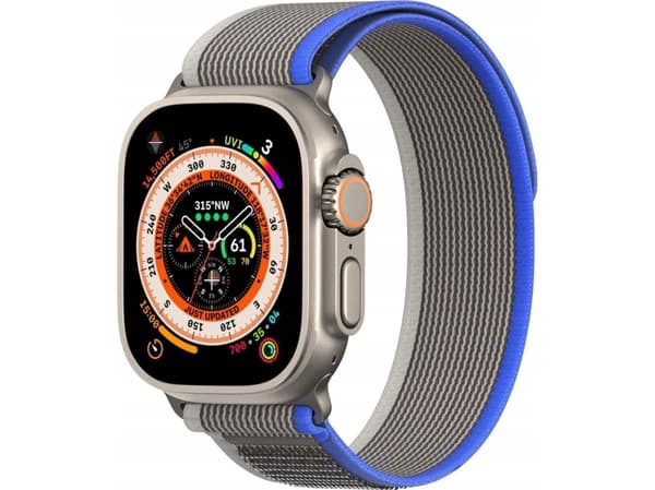 Urheilu tarranauha Apple Watch Ultra / 9 / 8 / 7 / 6 / SE / 5 / 4 / 3 / 2 / 1 (42, 44, 45, 49 mm) Dux Ducis Strap YJ versio - siniharmaa