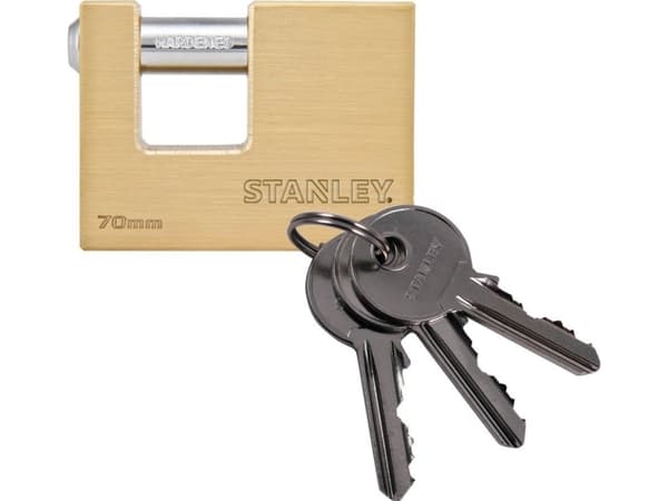 Stanley 81091 371 401 hänglås 70 mm mässing, stål nyckellås
