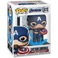 Miniatyrbild 3 av 3: Funko Pop! Marvel: Endgame - Capt America med trasig sköld och Thors hammare