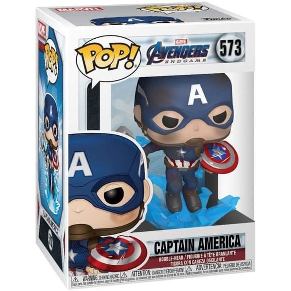 Funko Pop! Marvel: Endgame - Capt America med trasig sköld och Thors hammare