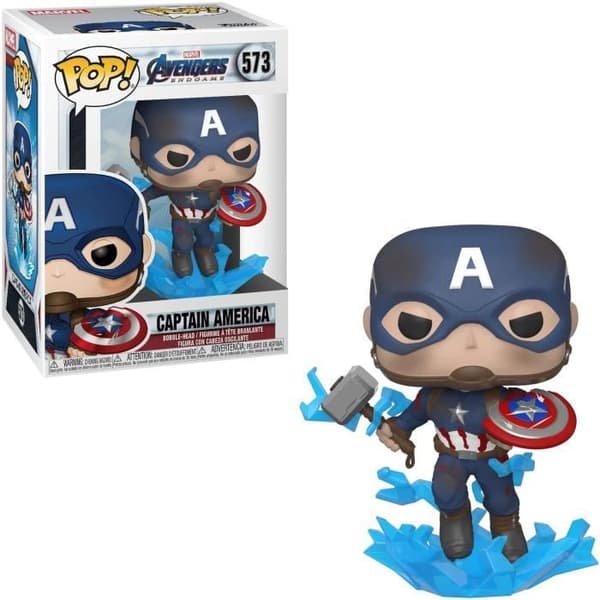 Funko Pop! Marvel: Endgame - Capt America med trasig sköld och Thors hammare
