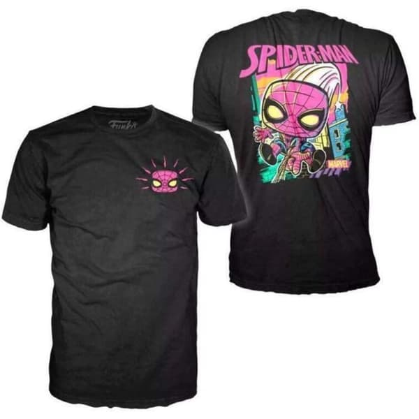 Funko Pop! &amp; T.Shirt (vuxen) Storlek M: Marvel - Spider-Man (Black Light)