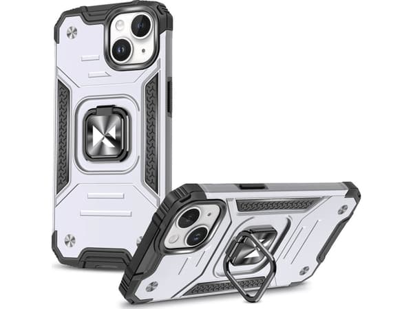 Pansret etui med fingerholder til iPhone 15 Pro Max Wozinsky Ring Armor - sølv