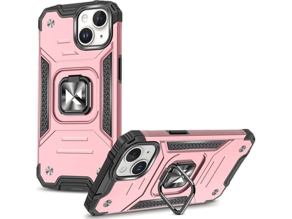Pansarskal med fingergrepp för iPhone 15 Plus Wozinsky Ring Armor - roséguld