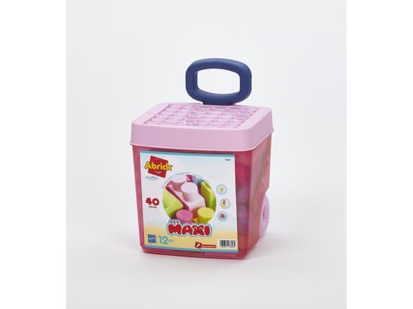 Rosa vagn med byggklossar 40st