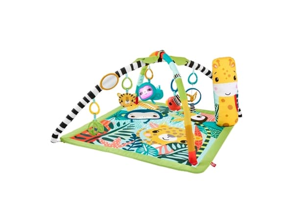 Fisher-Price 3-In-1 Baby & Toddler Gym, Baby Play Mat & Sensory Toys For Tummy Time, Rainforest, Vauvan leikkimatto, lelukaari, Tuottaa ääntä, Monivä