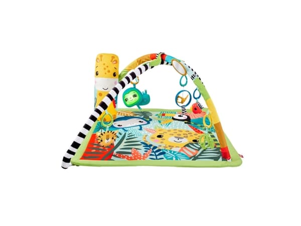 Fisher-Price 3-In-1 Baby & Toddler Gym, Baby Play Mat & Sensory Toys For Tummy Time, Rainforest, Vauvan leikkimatto, lelukaari, Tuottaa ääntä, Monivä