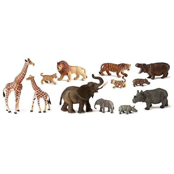 Miniland vilda djur med ungar i badkaret (12 stycken) - Miniland25137